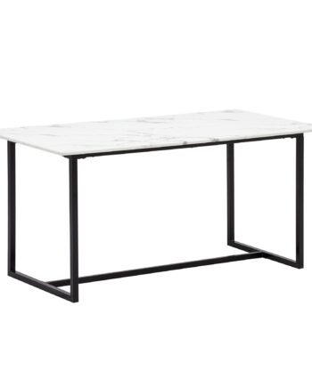 Rektangulært Spisebord 200x90 Cm   Hvid Marmorlook   Moderne Designbord Med Metalben