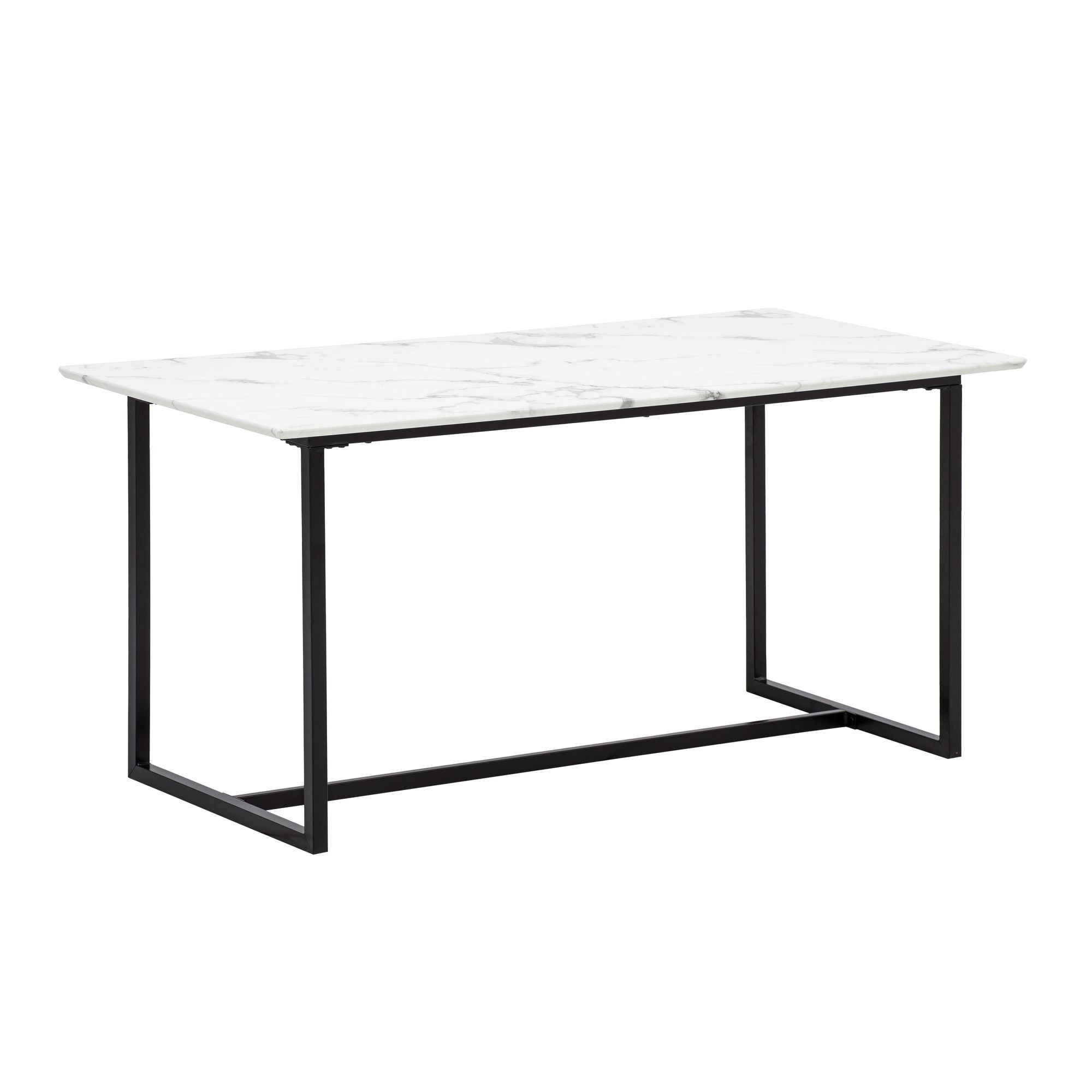 Rektangulært Spisebord 200x90 Cm Hvid Marmorlook Moderne Designbord Med Metalben