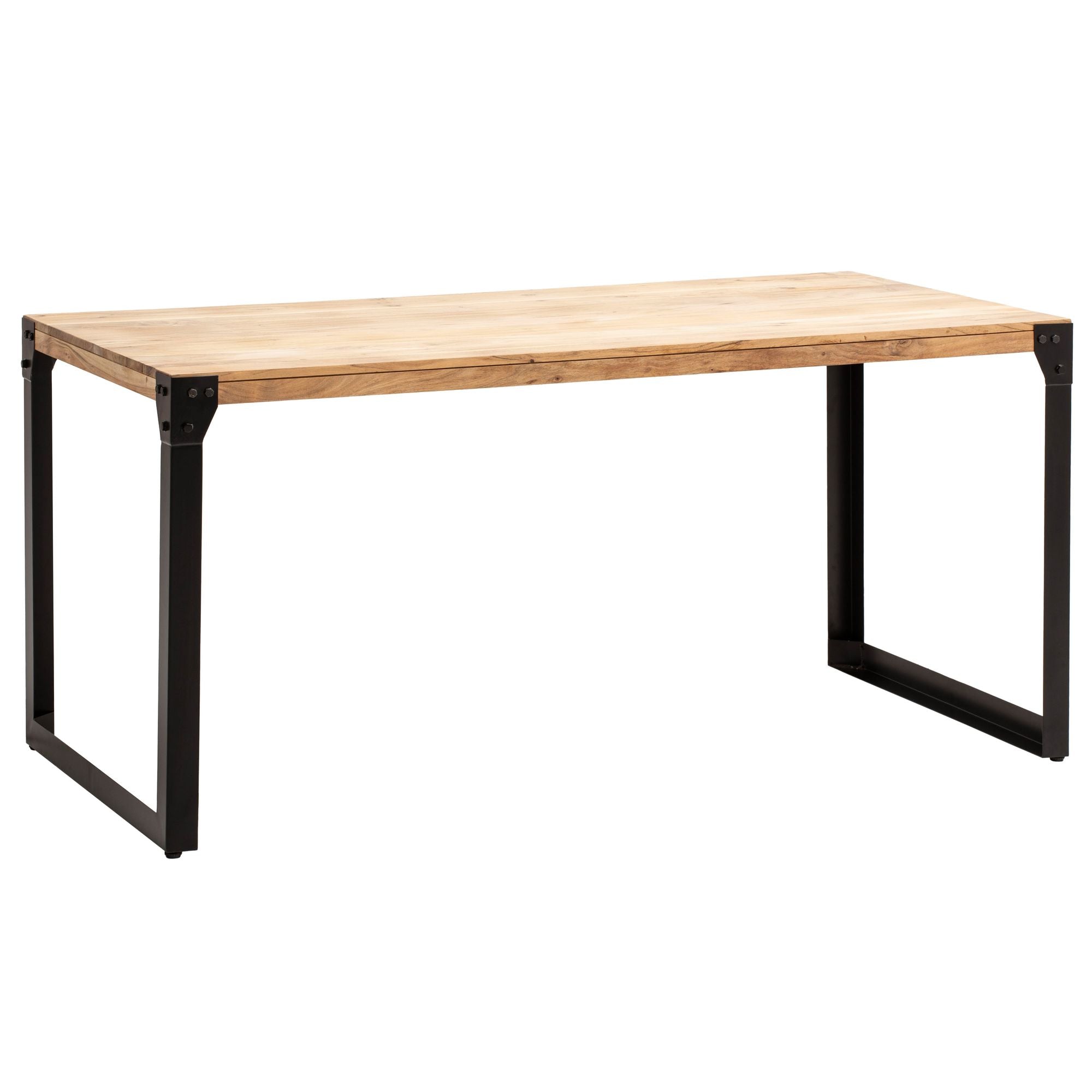 Rektangulært Spisebord 180x90 Cm Massivt Akacietræ Med Metalben Industrielt Design