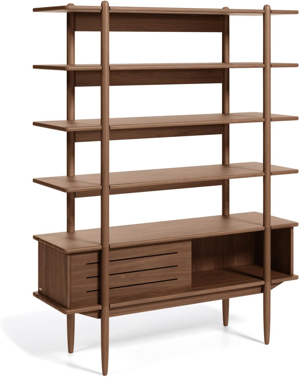 Reol Kave Home Carolin H169ã B41ã L130 Cm Valnøddetræ Hylder Skydedør Nul-emission Lim Vintage Look