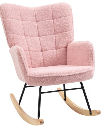 Retro Gyngestol  Massivt Træ  Lænestol  Afslappende Lænestol  98 Cm   71 Cm   101 Cm  Lyserød
