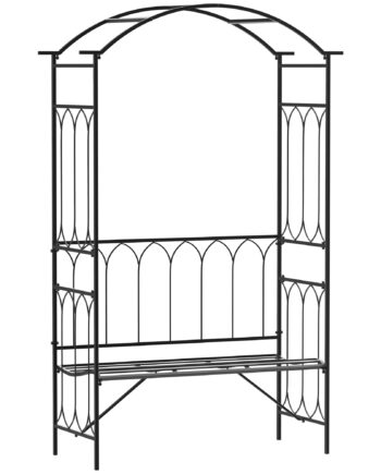 Rosenbue Med Bænk  Rosenbænk  Lysthusbænk  Filosofbænk  Espalier  Klatrehjælp  Havebænk  Metal  Sort  115   50   203 Cm
