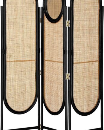 Rumdeler Skærmvæg Kave Home Lalita Foldbar   Syntetisk Rattan H180   B150 Cm Natur Sort