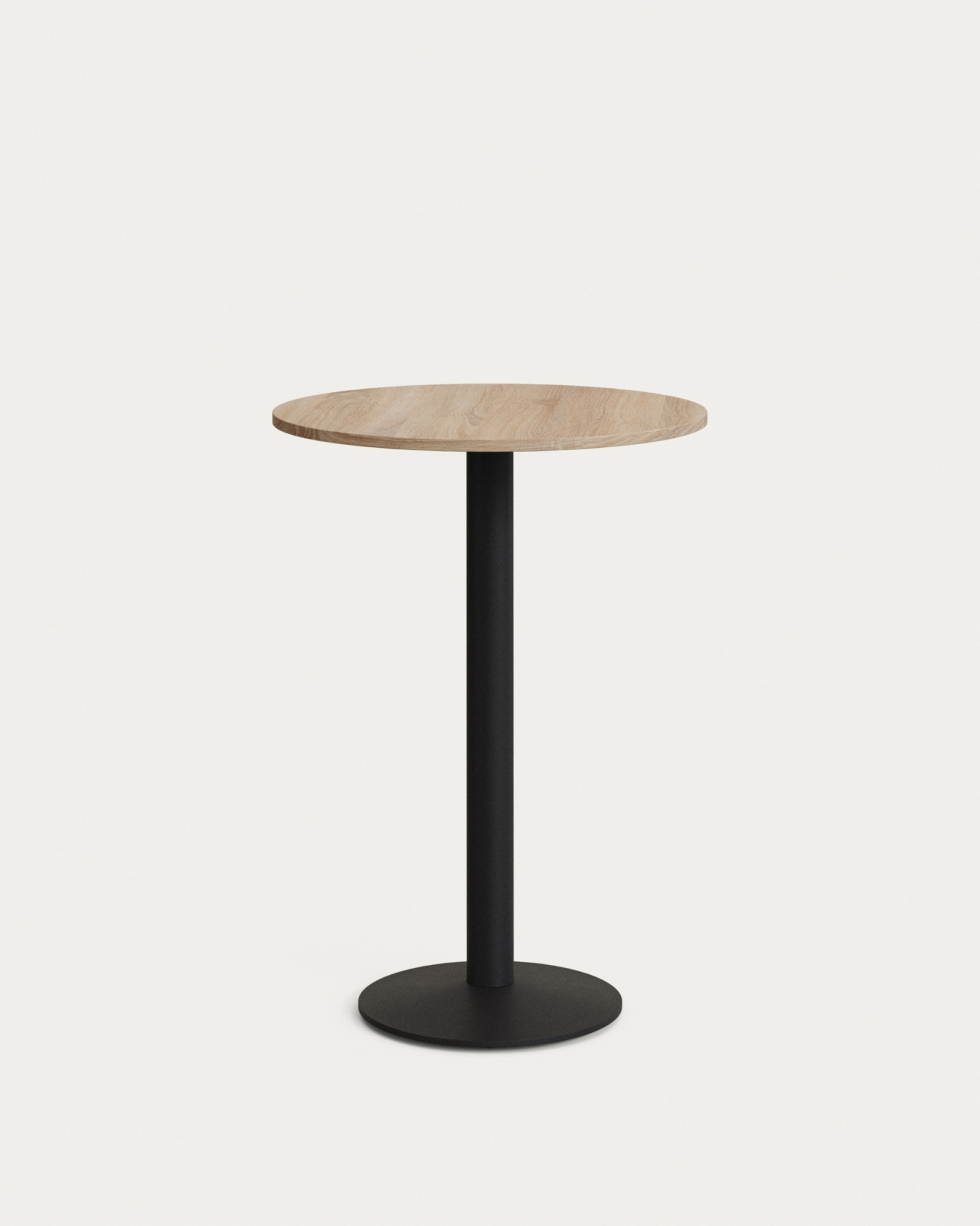 Rundt Barbord Kave Home Tiaret 98xø60 Cm Lys Natur Stål Træ Minimalistisk Design