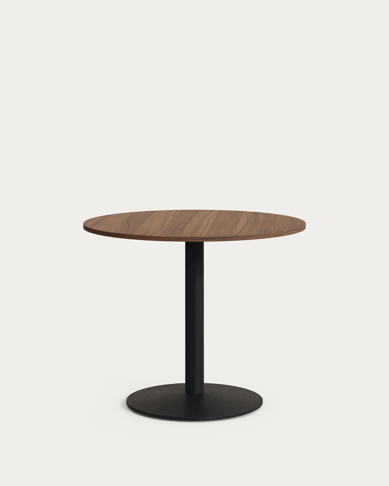 Rundt Barbord Kave Home Tiaret ø90 H74 Cm Mørk Natur Stål Spånplade Melamin