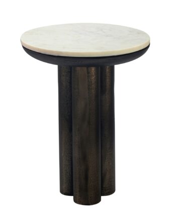 Rundt Sidebord 36 Cm   Aluminium Med Hvid Marmorbordplade   Moderne Designbord