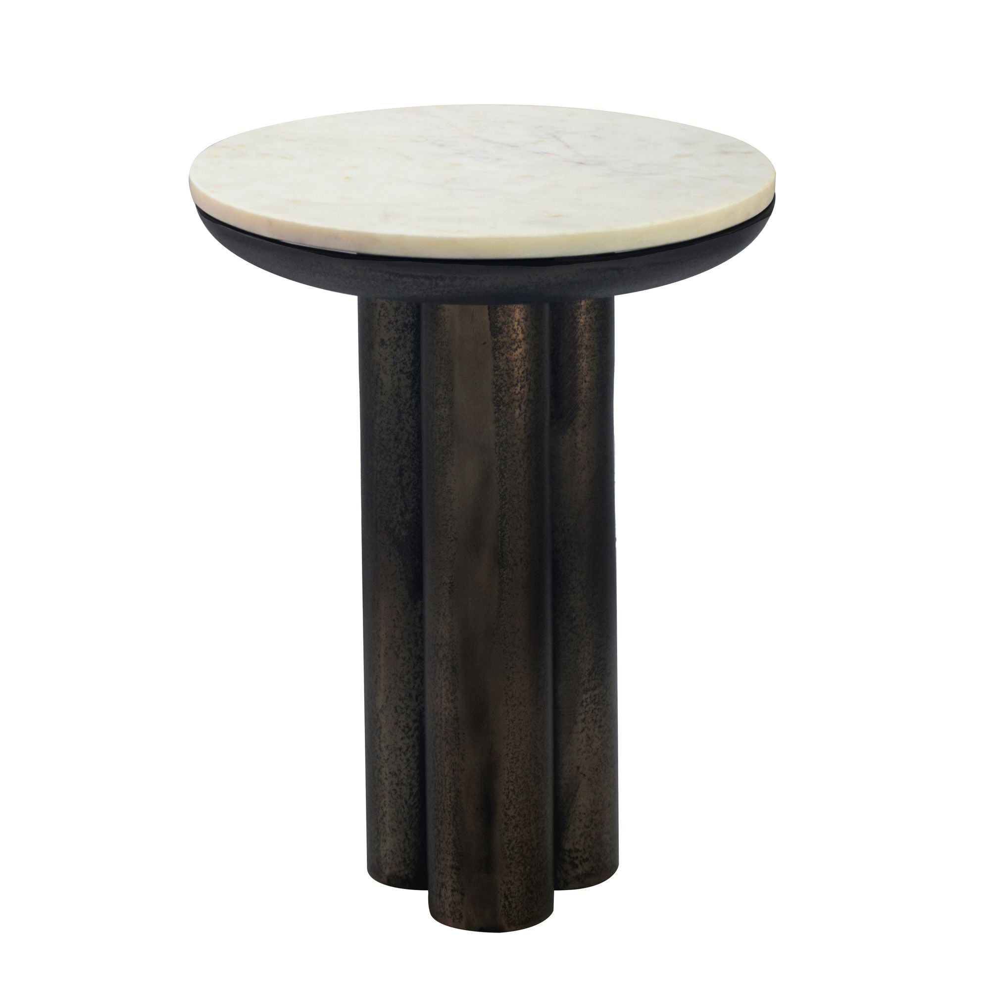 Rundt Sidebord 36 Cm Aluminium Med Hvid Marmorbordplade Moderne Designbord