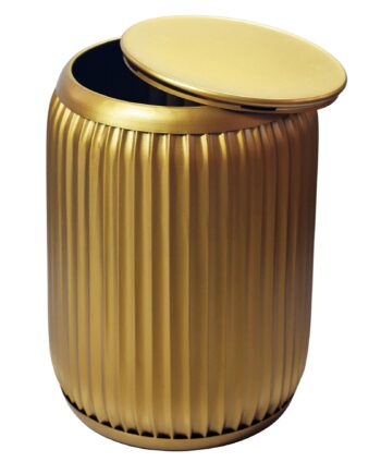 Rundt Sidebord 35 Cm   Guld Metal Med Aftagelig Bordplade   Designbord Med Opbevaring