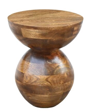 Rundt Sidebord 35 Cm   Massivt Mangotræ   Naturligt Designbord   Træ