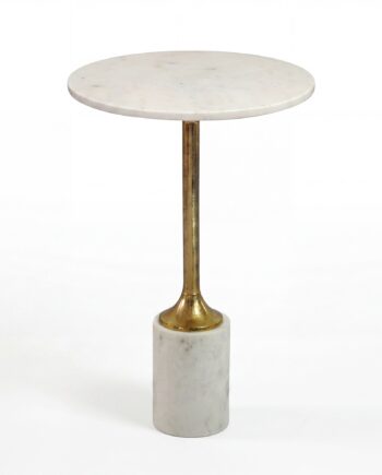 Rundt Sidebord 37 Cm   Metal Med Hvid Marmorbordplade   Elegant Designbord