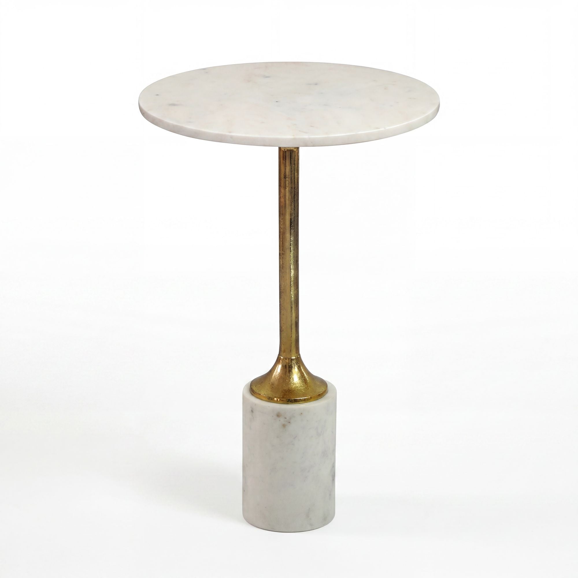 Rundt Sidebord 37 Cm Metal Med Hvid Marmorbordplade Elegant Designbord