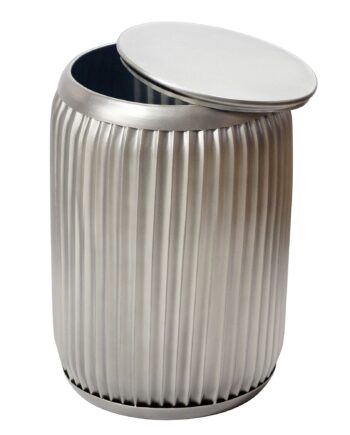 Rundt Sidebord 35 Cm   Sølv Metal Med Aftagelig Bordplade   Designbord Med Opbevaring