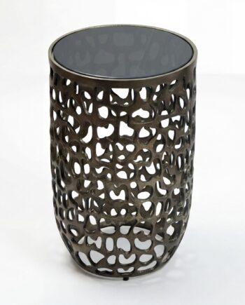 Rundt Sidebord 30 Cm   Sort Aluminium Med Glasplade   Moderne Designbord