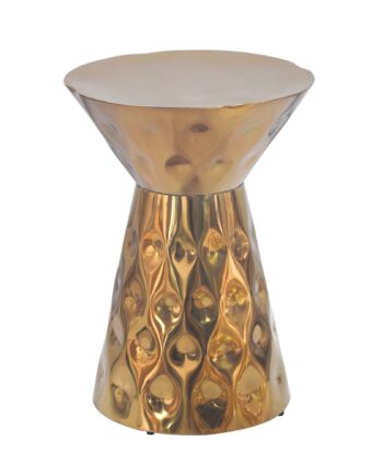 Rundt Sidebord   Aluminium ø36 Cm Guld Håndlavet