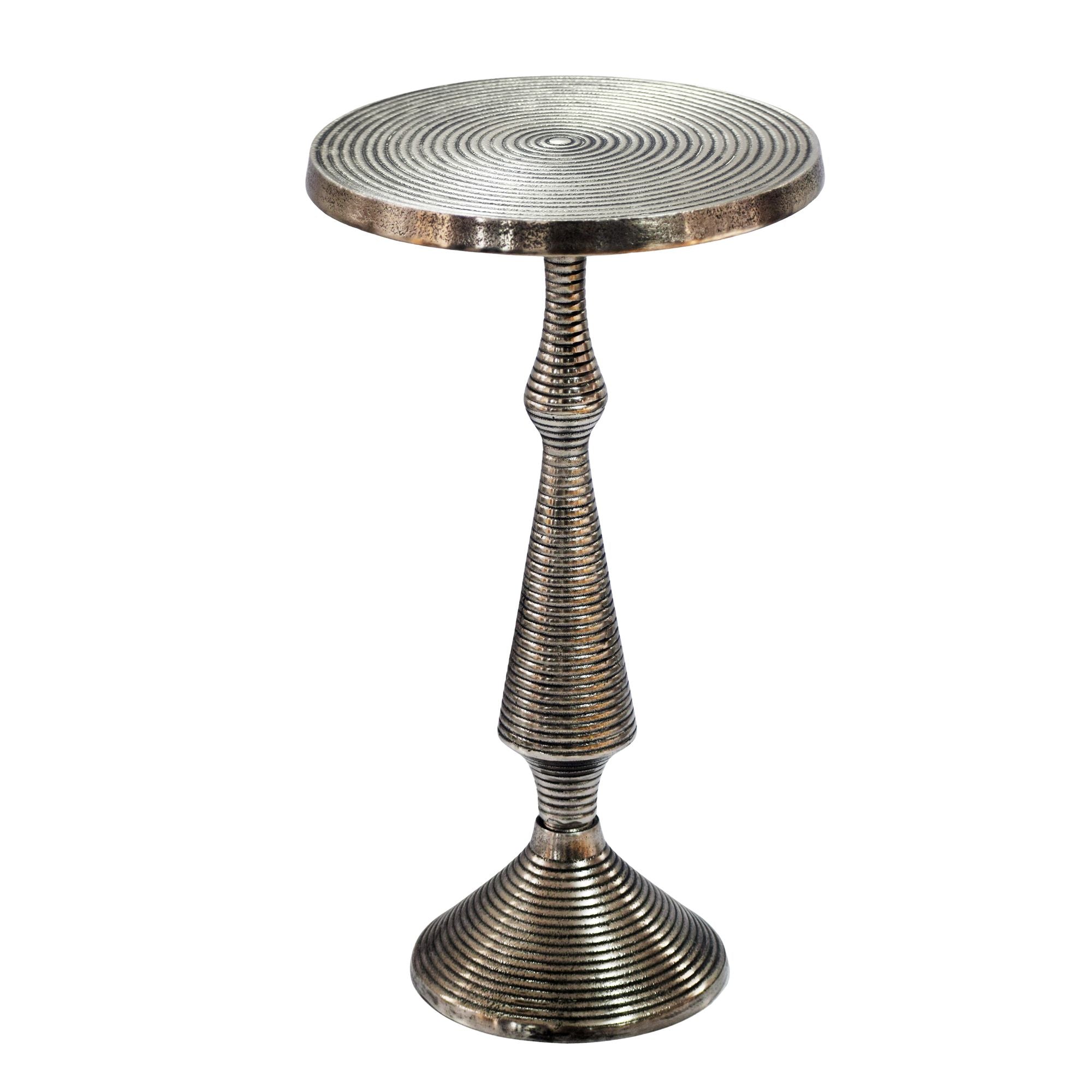 Rundt Sidebord Aluminium ø30 Cm Sølvfarvet Håndlavet