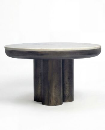 Rundt Sofabord 60 Cm   Aluminium Med Hvid Marmorbordplade   Moderne Designbord