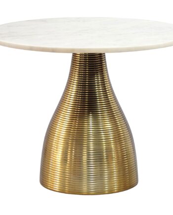 Rundt Sofabord 60 Cm   Guld Aluminium Med Hvid Marmorbordplade   Moderne Designbord