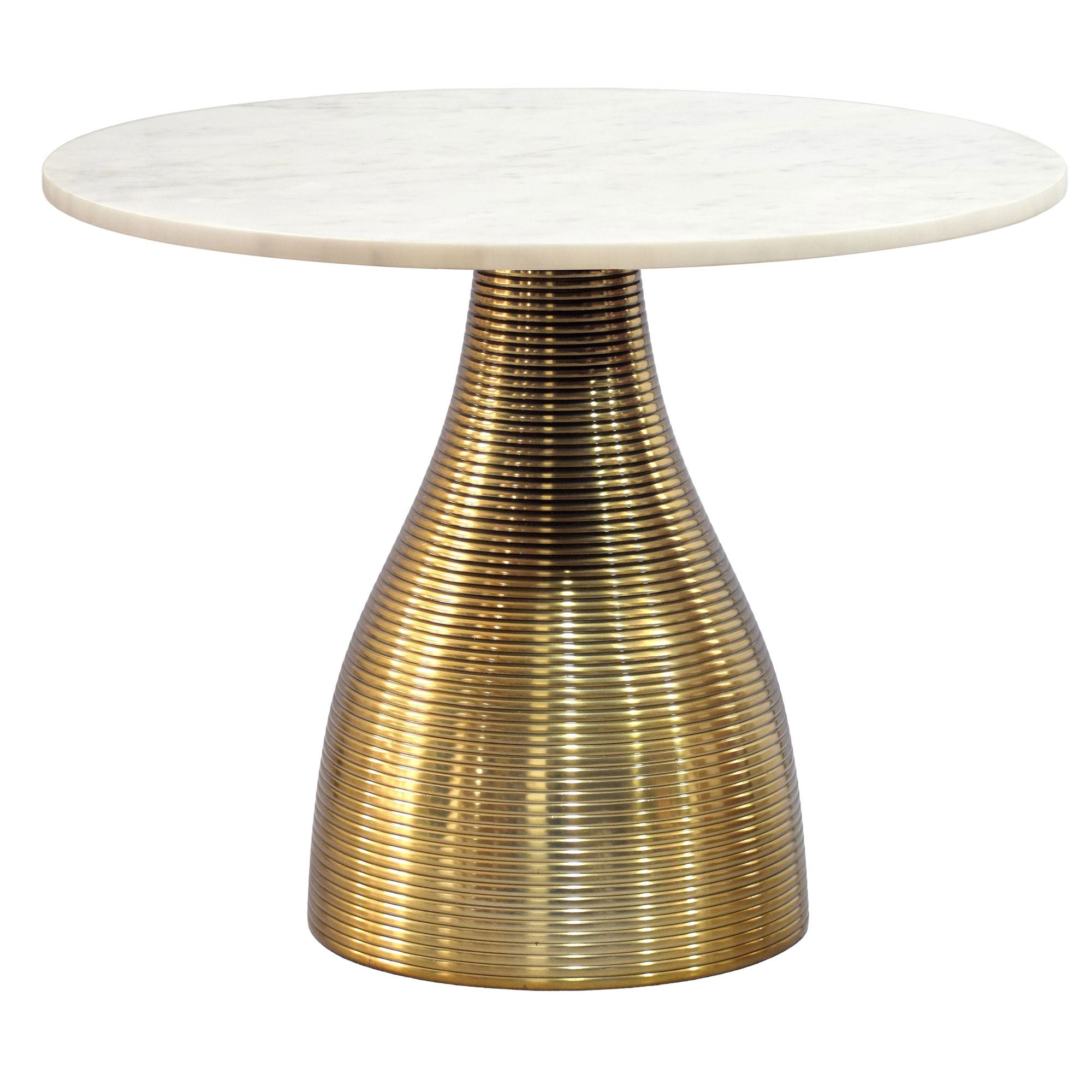Rundt Sofabord 60 Cm Guld Aluminium Med Hvid Marmorbordplade Moderne Designbord