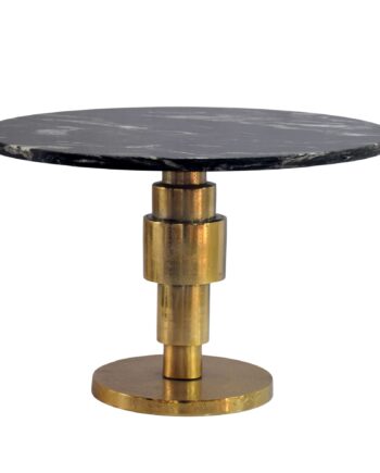 Rundt Sofabord 60 Cm   Guld Aluminium Med Sort Marmorbordplade   Moderne Designbord