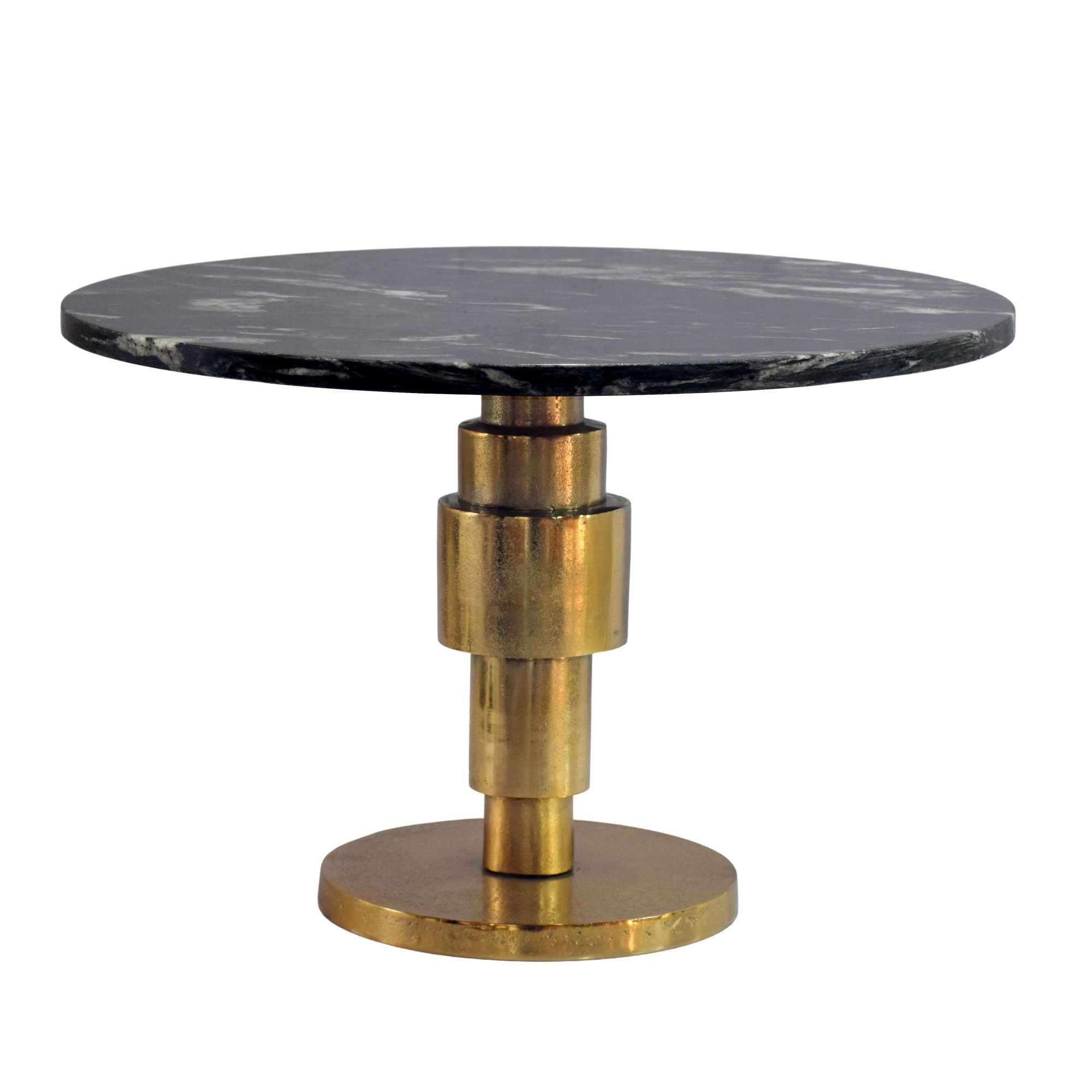 Rundt Sofabord 60 Cm Guld Aluminium Med Sort Marmorbordplade Moderne Designbord