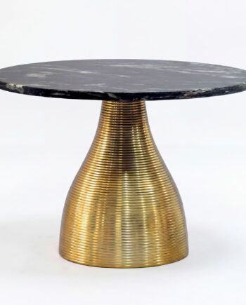Rundt Sofabord 60 Cm   Guld Aluminium Med Sort Marmorbordplade   Moderne Designbord