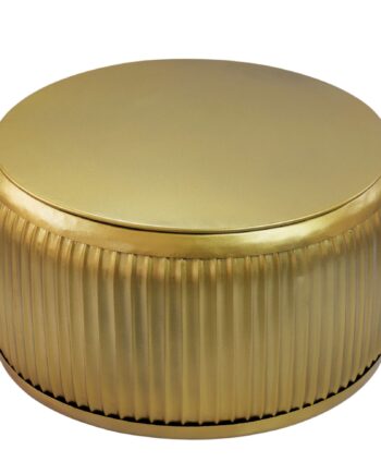Rundt Sofabord 60 Cm   Guld Metal Med Aftagelig Bordplade   Designbord Med Opbevaring