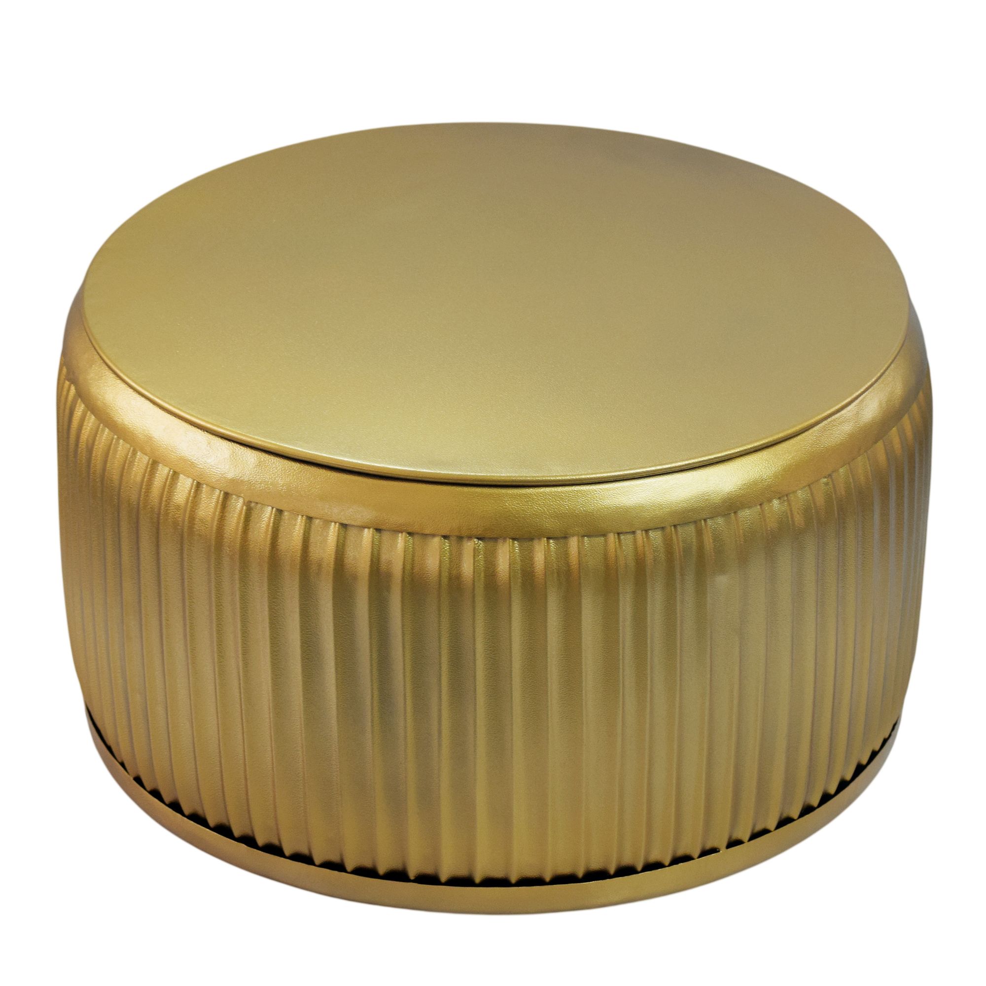 Rundt Sofabord 60 Cm Guld Metal Med Aftagelig Bordplade Designbord Med Opbevaring