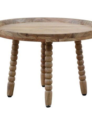 Rundt Sofabord 60 Cm   Massivt Akacietræ   Designbord Med Dekorative Ben