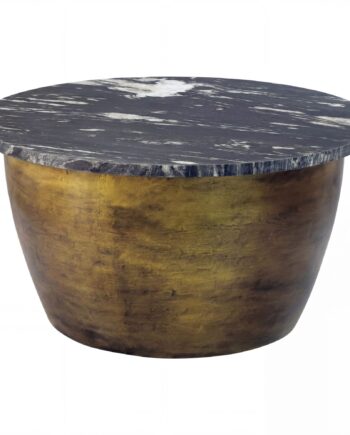 Rundt Sofabord 60 Cm   Metal Med Sort Marmorbordplade   Moderne Designbord