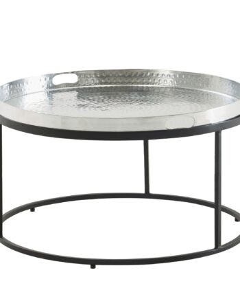 Rundt Sofabord   Aluminium Med Aftagelig Bakke ø62 Cm Sølv Sort