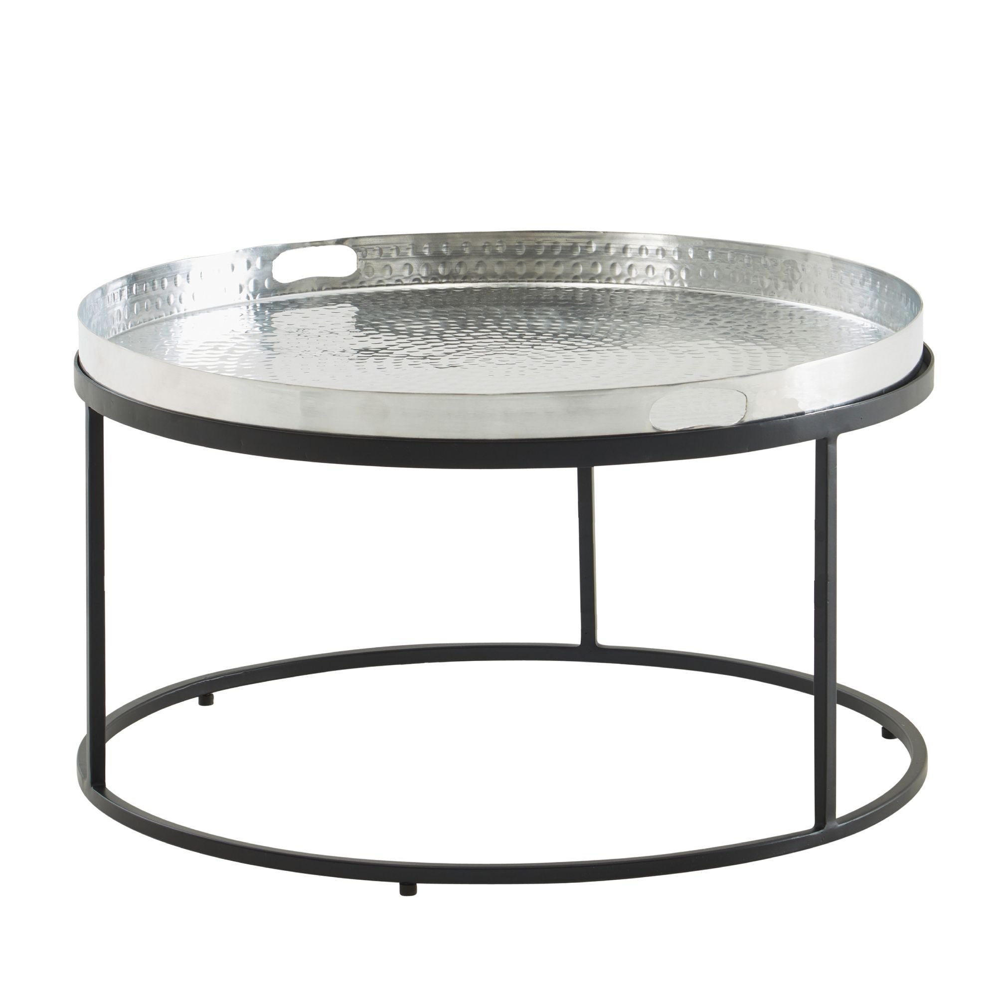 Rundt Sofabord Aluminium Med Aftagelig Bakke ø62 Cm Sølv Sort