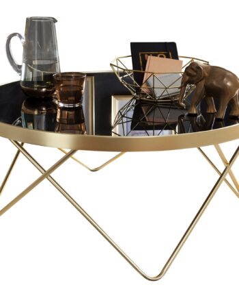 Rundt Sofabord   Glam-stil  Sort Og Guldfarvet  ø82 Cm