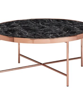 Rundt Sofabord   Sort Marmor-look  82 Cm