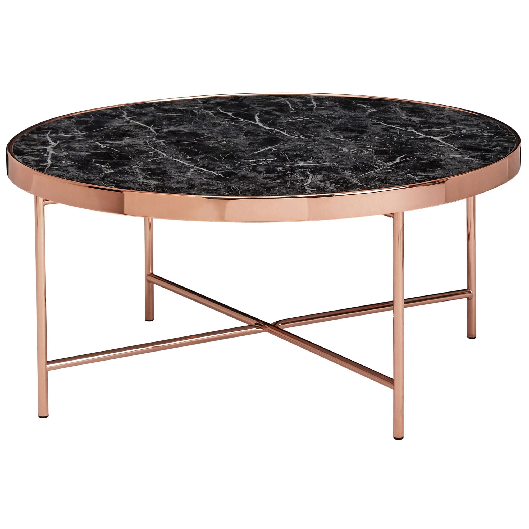 Rundt Sofabord Sort Marmor-look 82 Cm