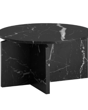 Rundt Sofabord   Sort Marmorlook ø60 Cm