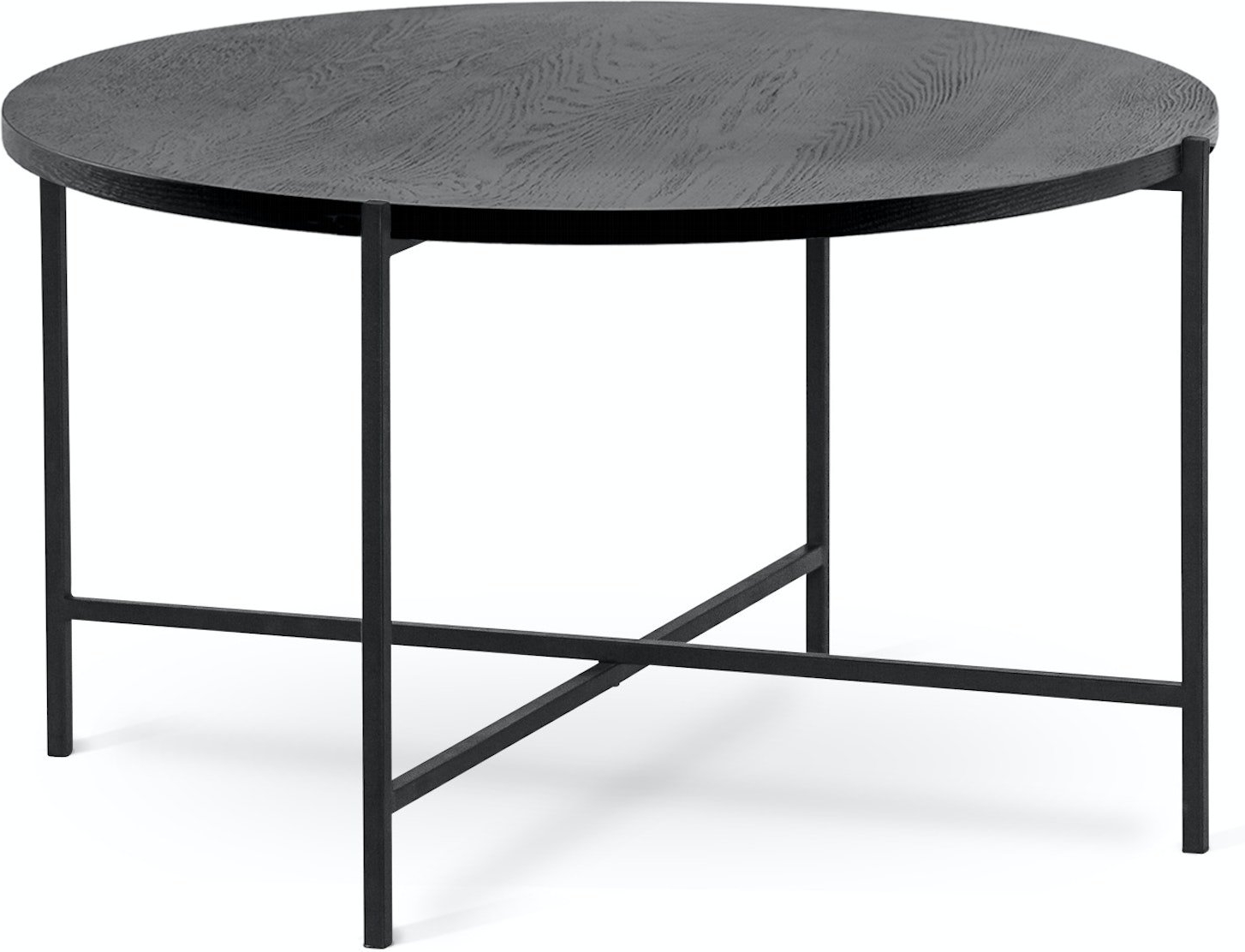 Rundt Sofabord Torkelson Monza ø80 Cm Sortbejdset Ask Pulverlakeret Sort Metal