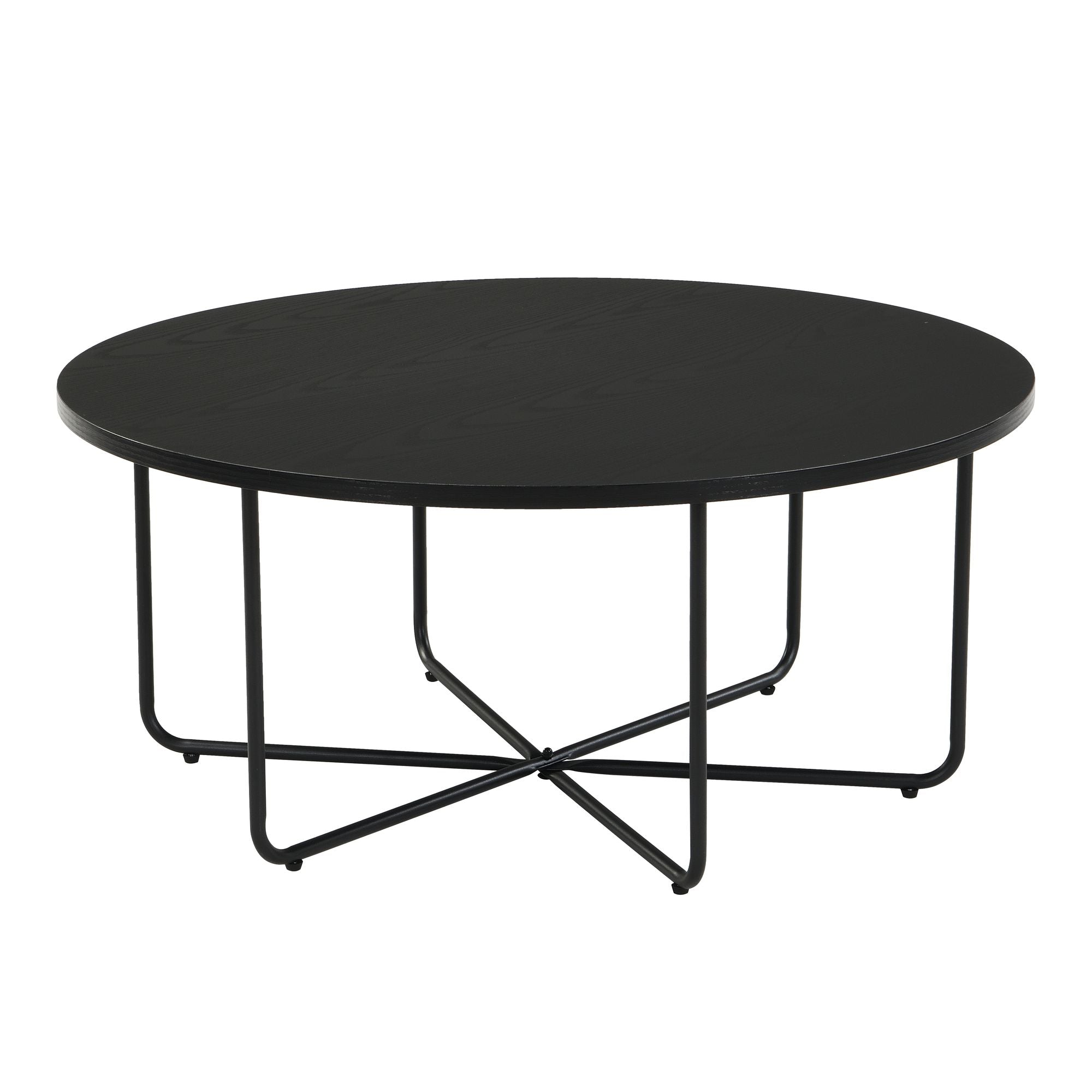 Rundt Sofabord ø80 Cm Sort Metalstel