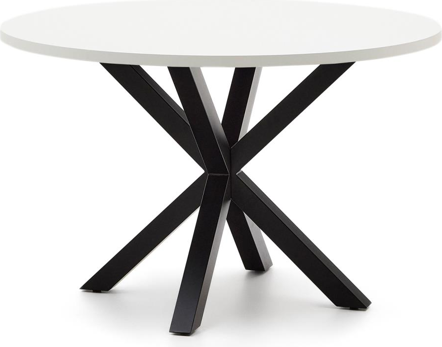 Rundt Spisebord Kave Home Argo ø120 Cm Hvid Melamin Sort Stålben