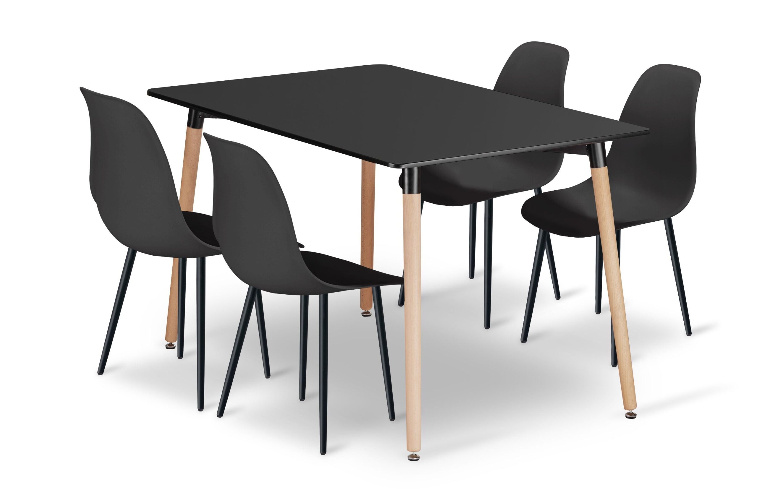 Sæt Med Adria Bord 120 Cm 80 Cm Sort Wat Stole Sorte Sorte Ben