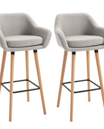 Sæt Med   Barstole  Inklusive Fodskammel  Massivt Træ  55 Cm   48 Cm   100 Cm  Beige
