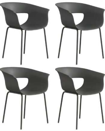 Sæt Med   Ergonomiske Havestole  Balkonstole Med Udskæringsdesign  Armlæn  Vejrbestandige  Rustfri  Mørkegrå