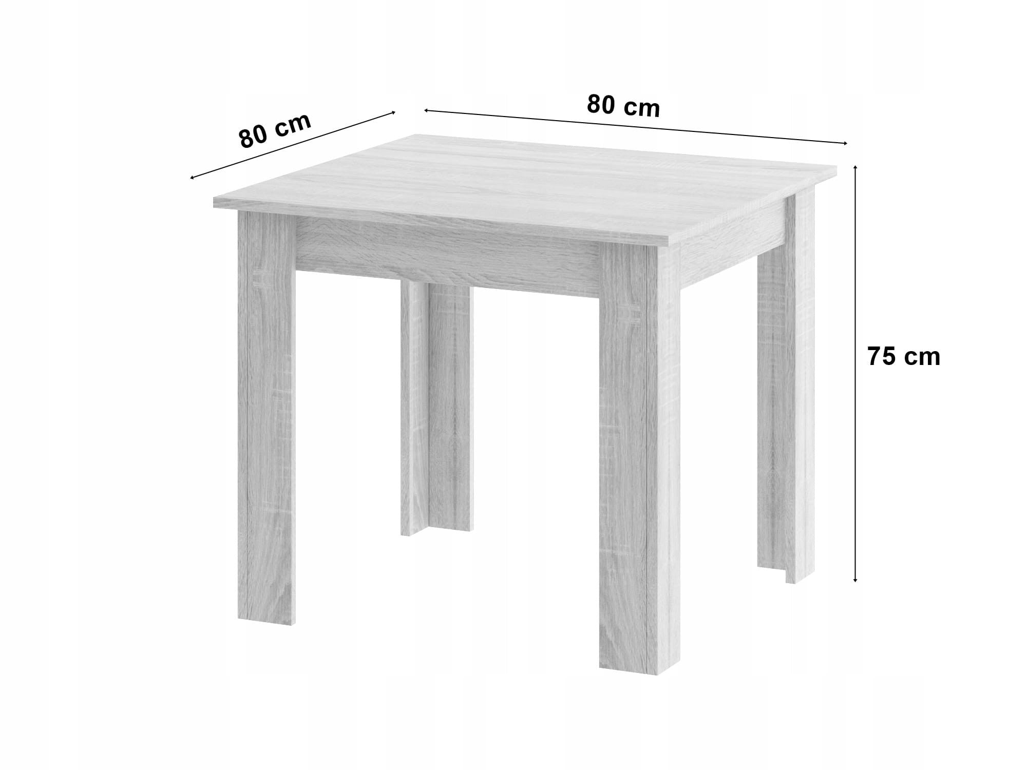 Sæt Med Firkantet Bord 80x80 Cm Sonoma Eg Mark Stole Grå