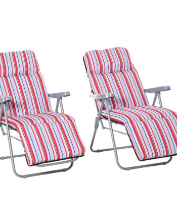 Sæt Med   Foldbare Liggestole Med Hynder  Justerbar Ryglæn Med   Positioner  Havestol  Havemøbelsæt  Stål  Polyester  Rød  60   75   65-102 Cm