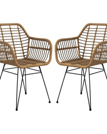 Sæt Med   Køkkenstole   Boho-stil  Pe-rattan  56   60   79 Cm  Naturlig   Sort