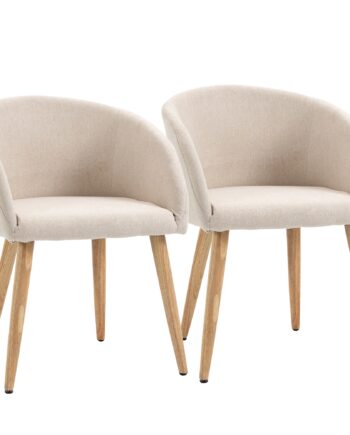 Sæt Med   Polstrede Stole  Skandinavisk Design  Polstrede Stole Med Træben  Skridsikre Puder  150 Kg Vægtkapacitet  Beige