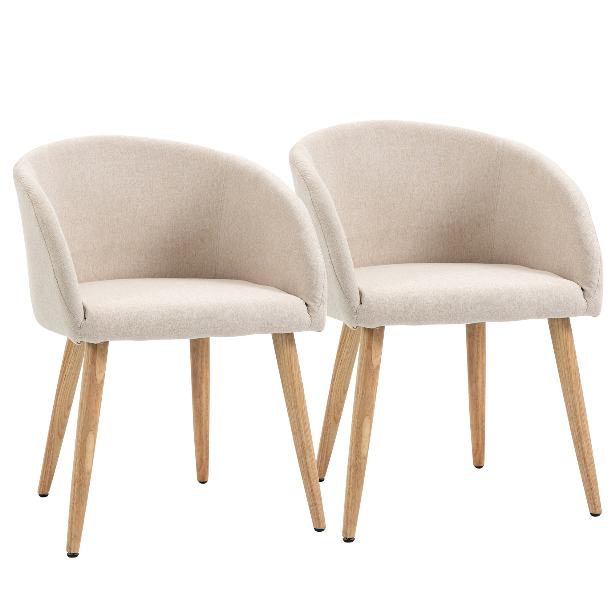 Sæt Med Polstrede Stole Skandinavisk Design Polstrede Stole Med Træben Skridsikre Puder 150 Kg Vægtkapacitet Beige
