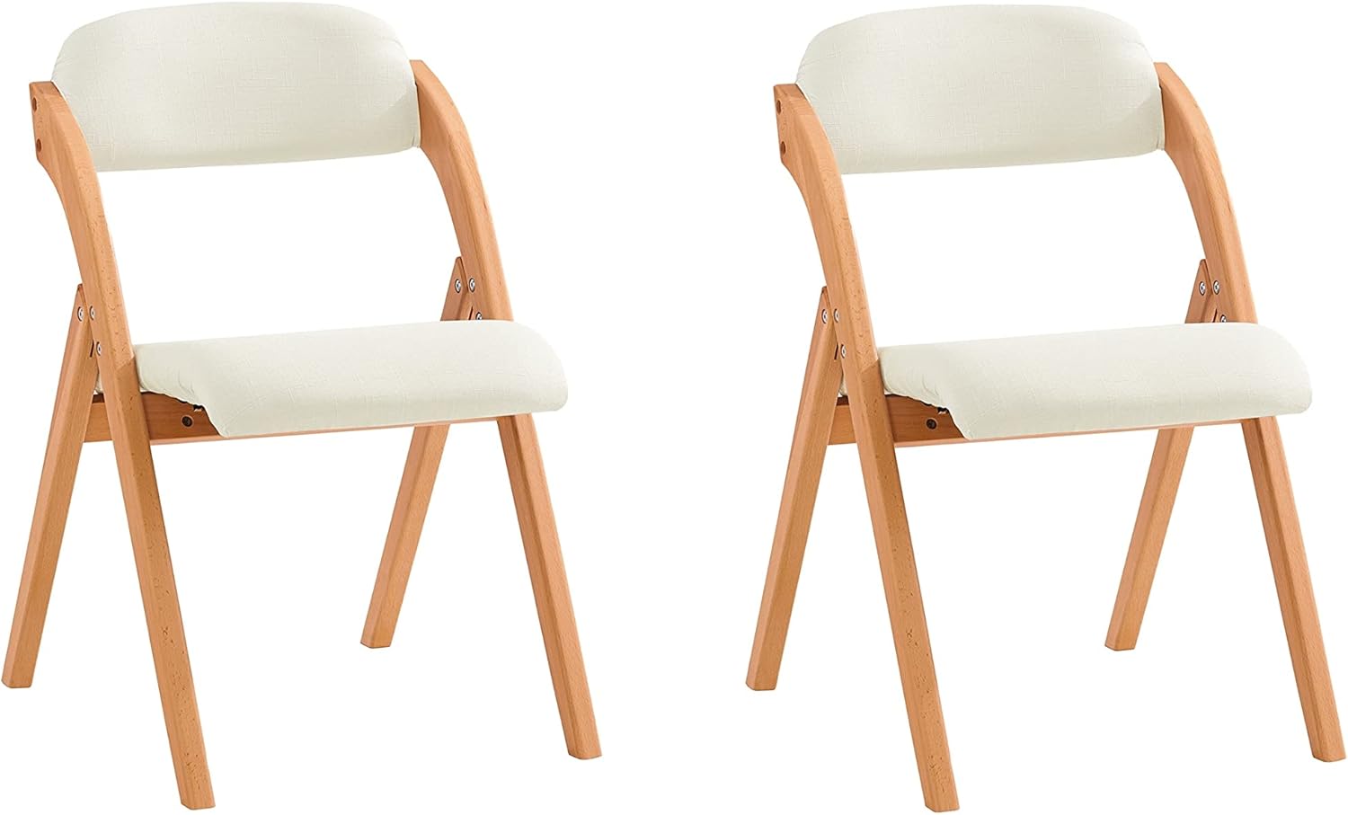 Sæt Med Sammenklappelige Polstrede Træstole Hvid Ergonomiske Og Pladsbesparende Køkken- Og Spisebordstole 47 77 59 Cm