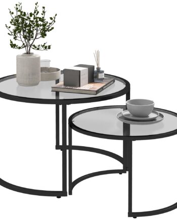 Sæt Med   Sideborde Sofaborde Industridesign  Glasborde  Stabelbare  Sort   Transparent