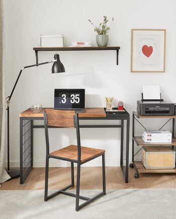 Sæt Med   Skrivebord     Stol Med   Flytbare Hylder  Industrielt Look  Naturfarvet