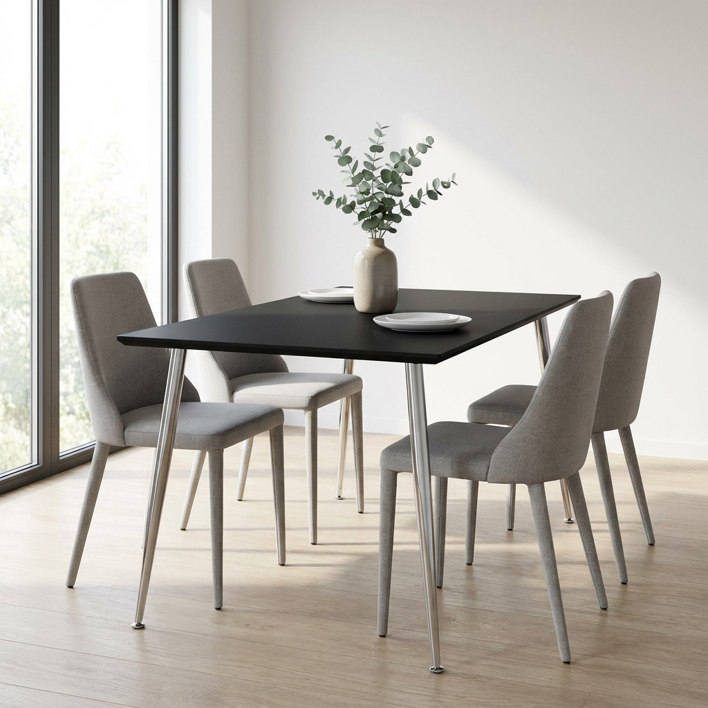 Scott Spisebord Sort Laminat Med Metalben